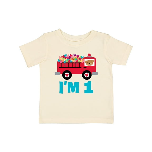 Inktastic 1st Birthday Fire Truck Boys or Girls Baby T-Shirt