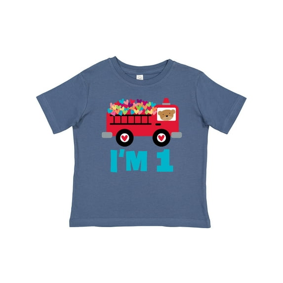 Inktastic 1st Birthday Fire Truck Boys or Girls Baby T-Shirt
