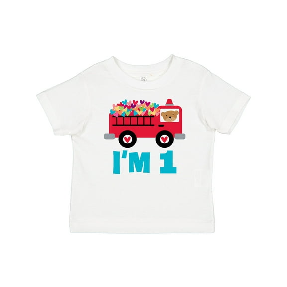 Inktastic 1st Birthday Fire Truck Boys or Girls Baby T-Shirt