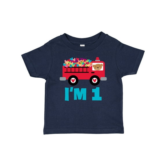 Inktastic 1st Birthday Fire Truck Boys or Girls Baby T-Shirt