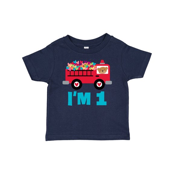 Inktastic 1st Birthday Fire Truck Boys or Girls Baby T-Shirt