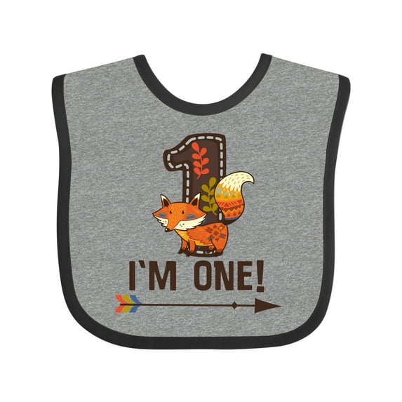 Inktastic 1st Birthday Fox 1 Year Old Boys or Girls Baby Bib