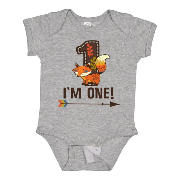 Inktastic 1st Birthday Fox 1 Year Old Boys or Girls Baby Bodysuit
