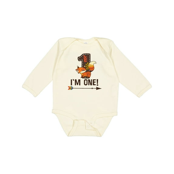 Inktastic 1st Birthday Fox 1 Year Old Boys or Girls Long Sleeve Baby Bodysuit