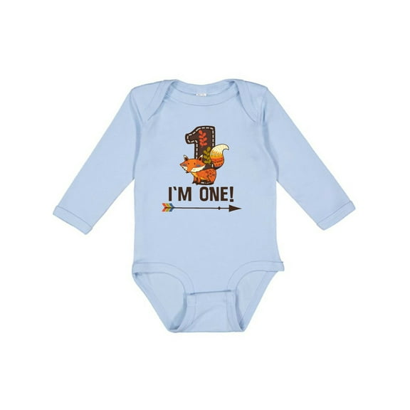 Inktastic 1st Birthday Fox 1 Year Old Boys or Girls Long Sleeve Baby Bodysuit