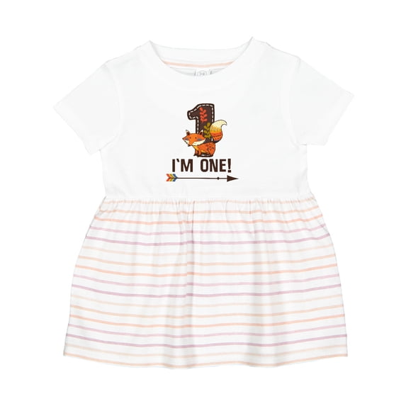 Inktastic 1st Birthday Fox 1 Year Old Girls Baby Dress
