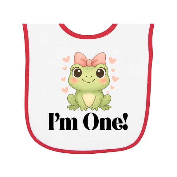 Inktastic 1st Birthday Frog 1 Year Old Girl Baby Terry Cloth Bib