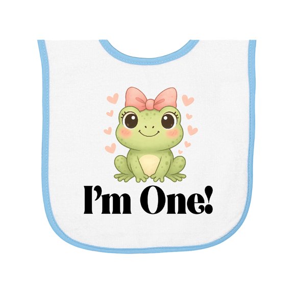 Inktastic 1st Birthday Frog 1 Year Old Girl Baby Terry Cloth Bib