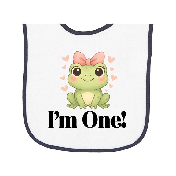 Inktastic 1st Birthday Frog 1 Year Old Girl Baby Terry Cloth Bib