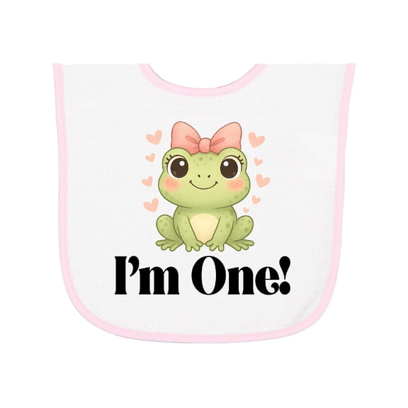 Inktastic 1st Birthday Frog 1 Year Old Girl Baby Terry Cloth Bib