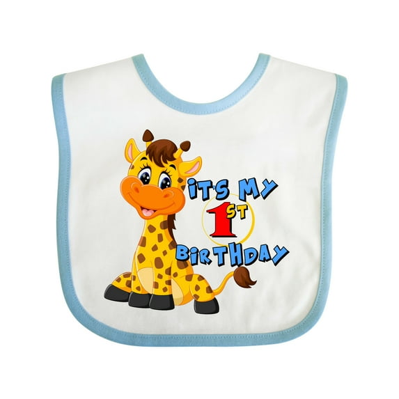 Inktastic 1st Birthday Giraffe Boys or Girls Baby Bib