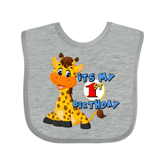 Inktastic 1st Birthday Giraffe Boys or Girls Baby Bib