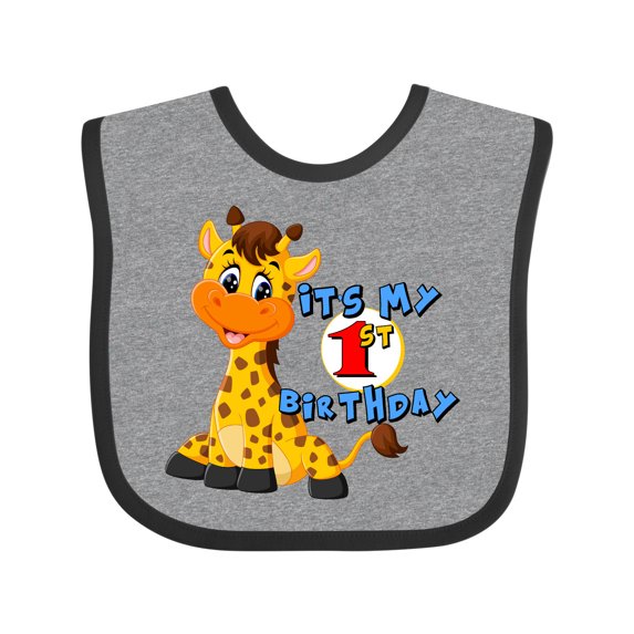 Inktastic 1st Birthday Giraffe Boys or Girls Baby Bib