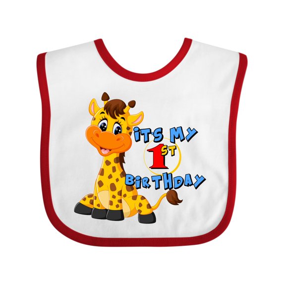 Inktastic 1st Birthday Giraffe Boys or Girls Baby Bib