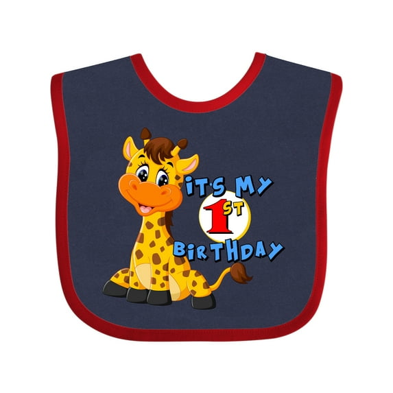 Inktastic 1st Birthday Giraffe Boys or Girls Baby Bib