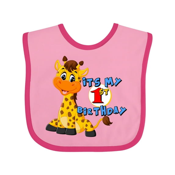 Inktastic 1st Birthday Giraffe Boys or Girls Baby Bib