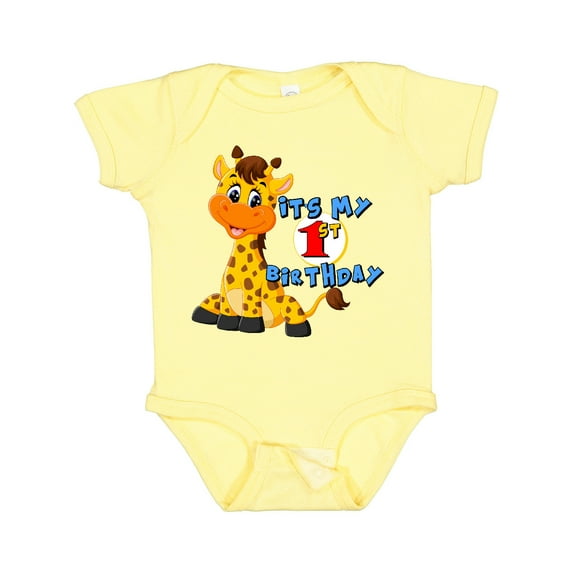 Inktastic 1st Birthday Giraffe Boys or Girls Baby Bodysuit