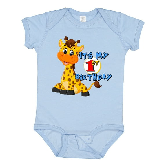 Inktastic 1st Birthday Giraffe Boys or Girls Baby Bodysuit