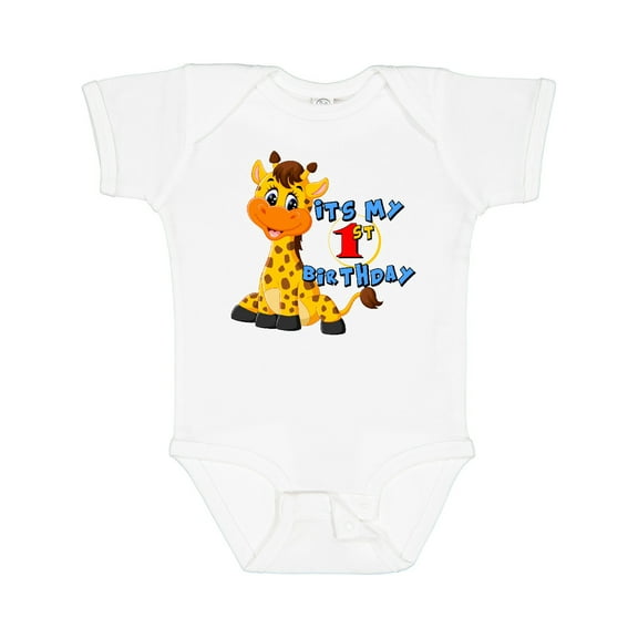 Inktastic 1st Birthday Giraffe Boys or Girls Baby Bodysuit