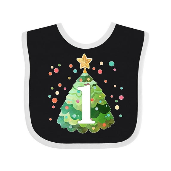 Inktastic 1st Birthday Green Christmas Tree with Yellow Star Boys or Girls Baby Bib