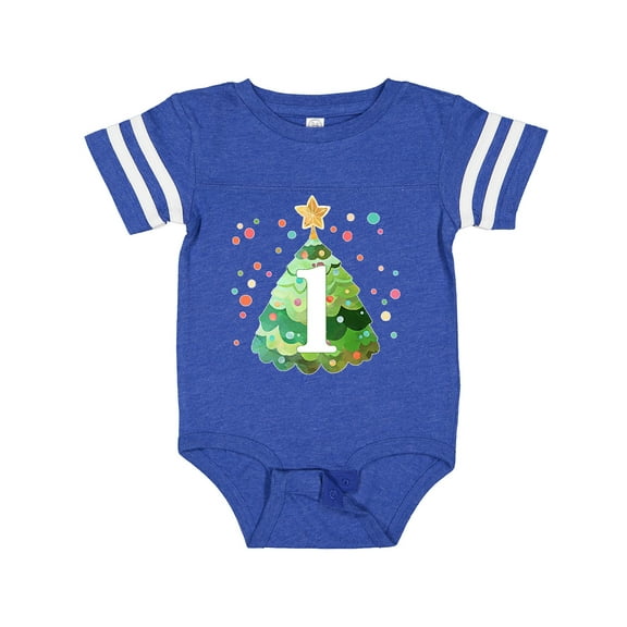 Inktastic 1st Birthday Green Christmas Tree with Yellow Star Boys or Girls Baby Bodysuit