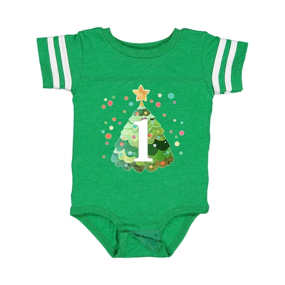Inktastic 1st Birthday Green Christmas Tree with Yellow Star Boys or Girls Baby Bodysuit