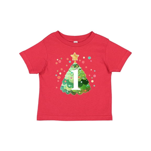Inktastic 1st Birthday Green Christmas Tree with Yellow Star Boys or Girls Baby T-Shirt