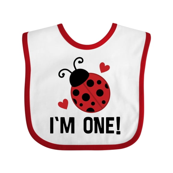 Inktastic 1st Birthday Ladybug 1 Year Old Girls Baby Bib