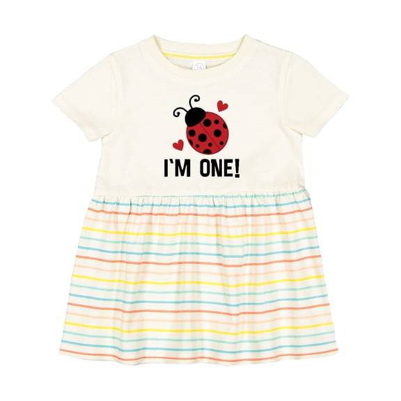 Inktastic 1st Birthday Ladybug 1 Year Old Girls Baby Dress