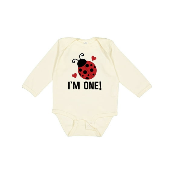 Inktastic 1st Birthday Ladybug 1 Year Old Girls Long Sleeve Baby Bodysuit