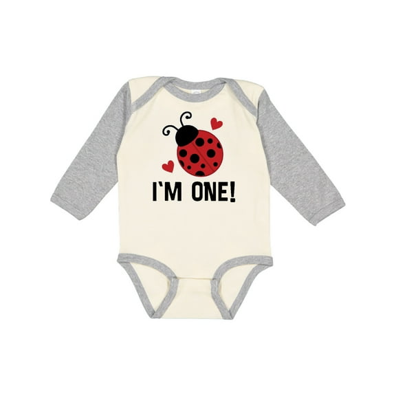 Inktastic 1st Birthday Ladybug 1 Year Old Girls Long Sleeve Baby Bodysuit