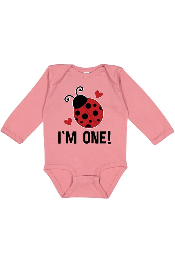 1st Birthday Ladybug 1 Year Old Girls Long Sleeve Baby Bodysuit