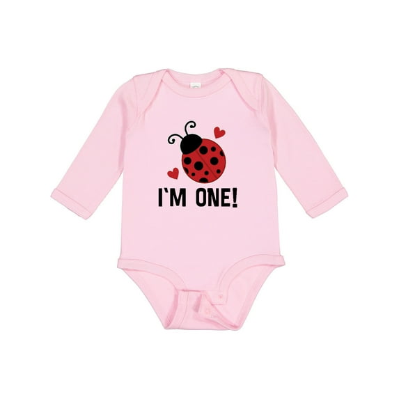 Inktastic 1st Birthday Ladybug 1 Year Old Girls Long Sleeve Baby Bodysuit