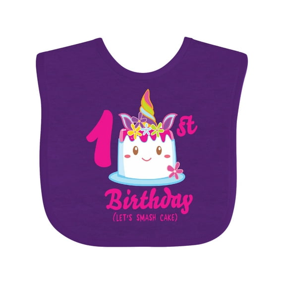 Inktastic 1st Birthday Lets Smash Cake Girls Baby Bib