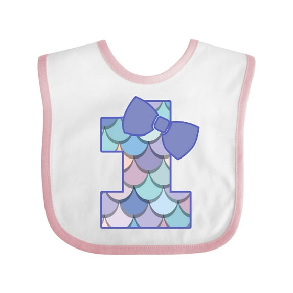 Inktastic 1st Birthday Mermaid 1 Year Old Girls Baby Bib