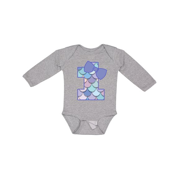 Inktastic 1st Birthday Mermaid 1 Year Old Girls Long Sleeve Baby Bodysuit