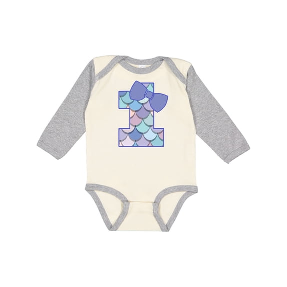 Inktastic 1st Birthday Mermaid 1 Year Old Girls Long Sleeve Baby Bodysuit