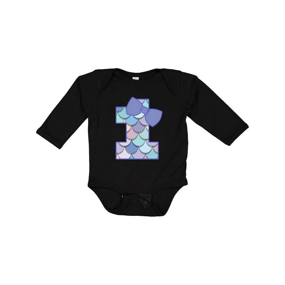 Inktastic 1st Birthday Mermaid 1 Year Old Girls Long Sleeve Baby Bodysuit