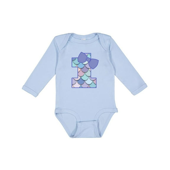 Inktastic 1st Birthday Mermaid 1 Year Old Girls Long Sleeve Baby Bodysuit