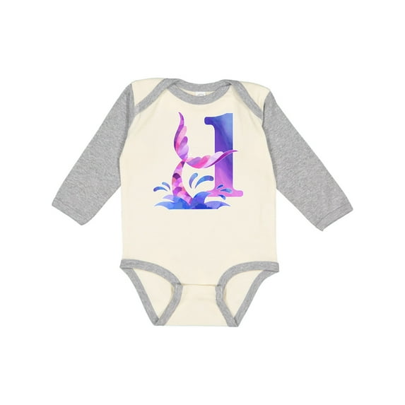Inktastic 1st Birthday Mermaid Tail Boys or Girls Long Sleeve Baby Bodysuit