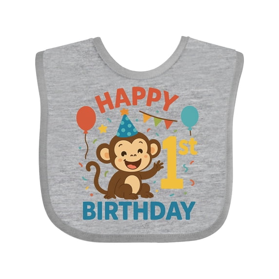 Inktastic 1st Birthday Monkey Boys or Girls Baby Bib
