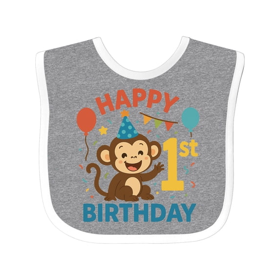 Inktastic 1st Birthday Monkey Boys or Girls Baby Bib