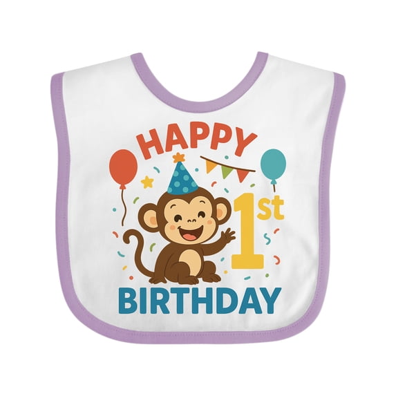 Inktastic 1st Birthday Monkey Boys or Girls Baby Bib
