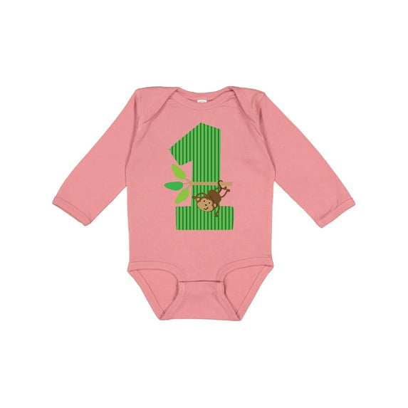 Inktastic 1st Birthday Monkey Boys or Girls Long Sleeve Baby Bodysuit