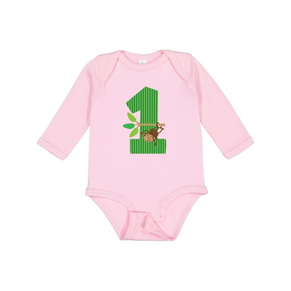 Inktastic 1st Birthday Monkey Boys or Girls Long Sleeve Baby Bodysuit