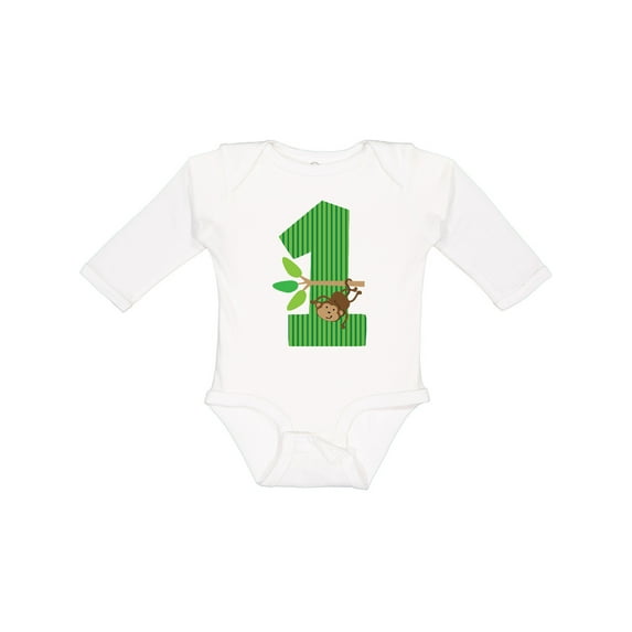 Inktastic 1st Birthday Monkey Boys or Girls Long Sleeve Baby Bodysuit