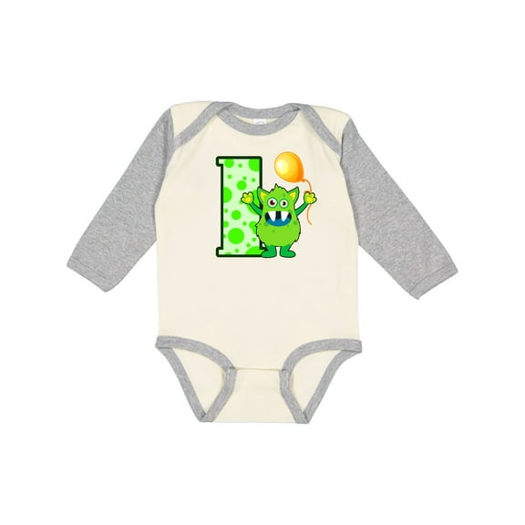Inktastic 1st Birthday Monster Boys or Girls Long Sleeve Baby Bodysuit