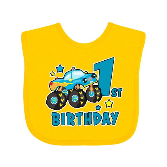 Inktastic 1st Birthday Monster Truck Boys Baby Bib