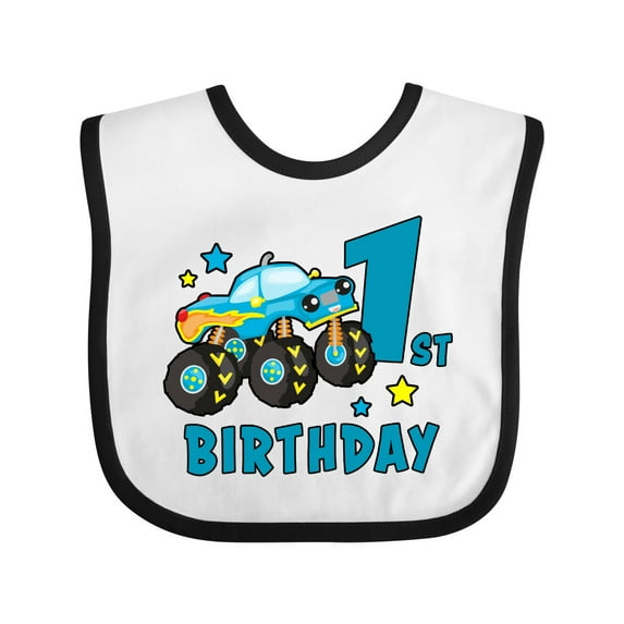 Inktastic 1st Birthday Monster Truck Boys Baby Bib