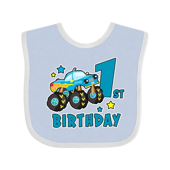Inktastic 1st Birthday Monster Truck Boys Baby Bib